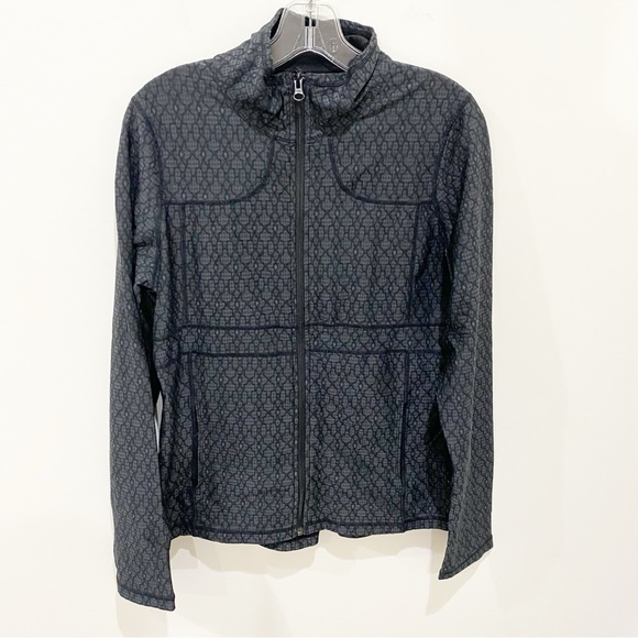 PRANA Black Jacquard Full-Zipper Jacket with Pockets Size Large - Picture 1 of 10